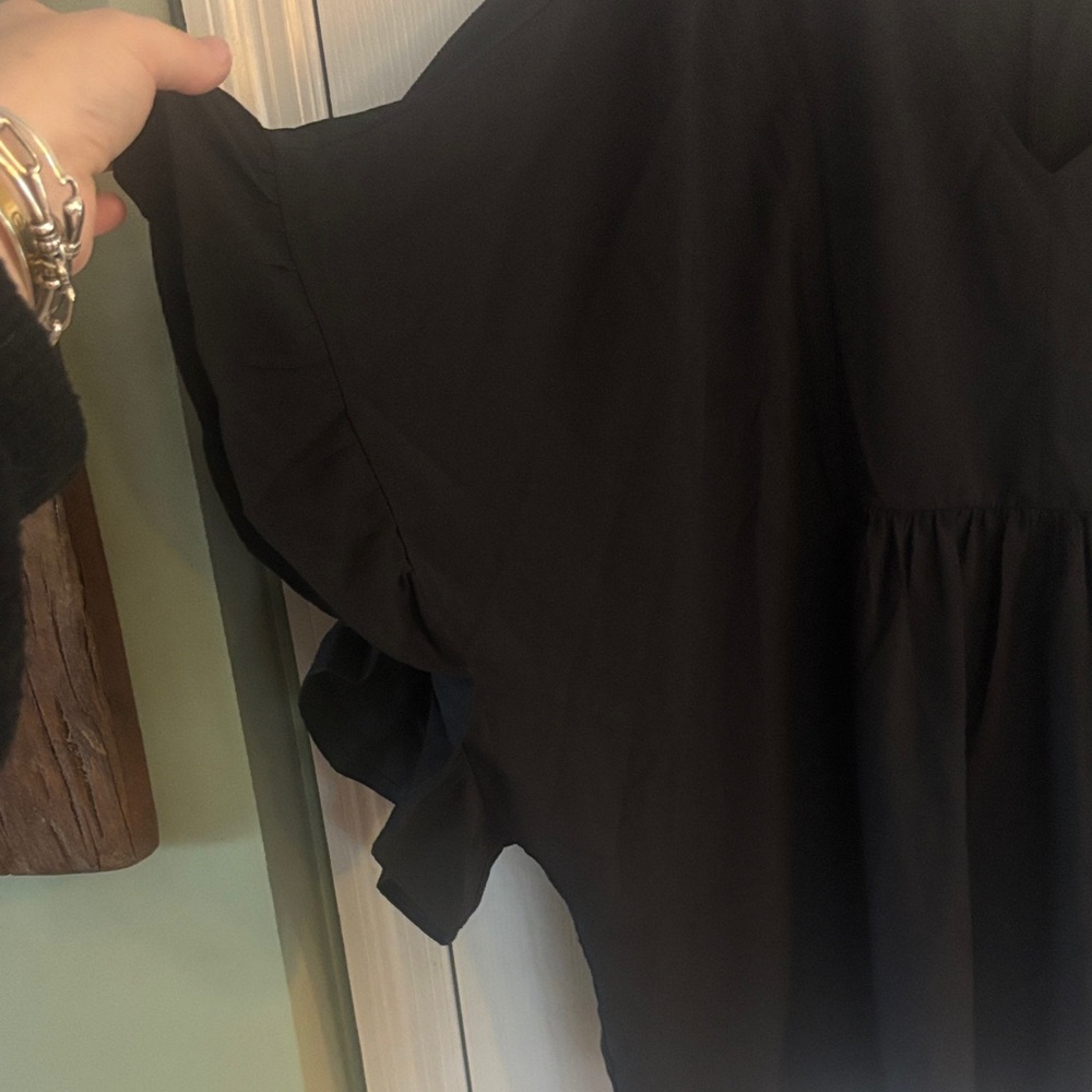 Black Ruffle Sleeve Top - Picture 2 of 4